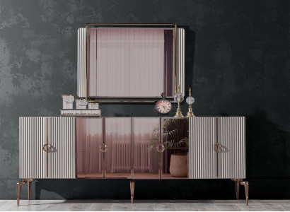 Modern Dining room Set Consists of Stylish Sideboard and Mirror 2-piece